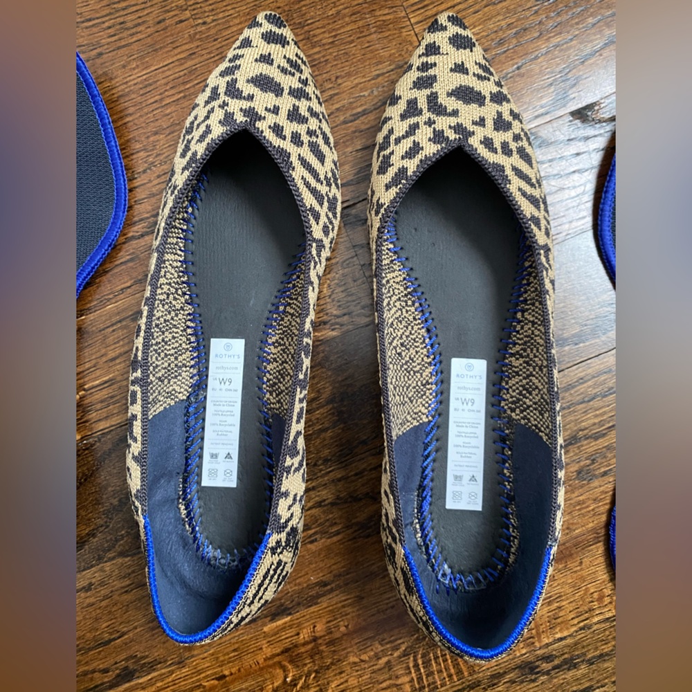 Rothy's- The Point- Leopard Cat Print Pointed Toe Flats in Tan and Black women 9 - Picture 7 of 16